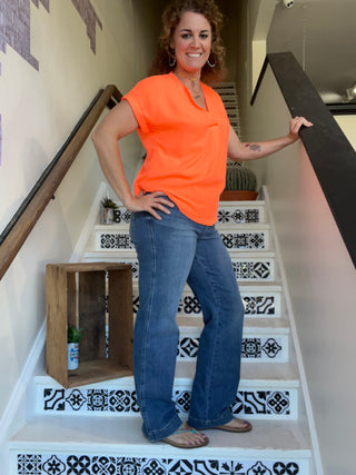 Judy Blue HW Contrast Thread Straight-Plus