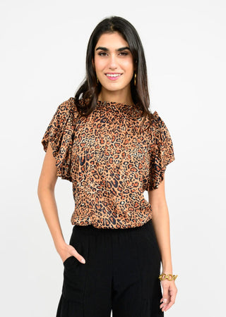 Leopard Flounce Top