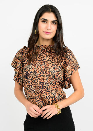 Leopard Flounce Top