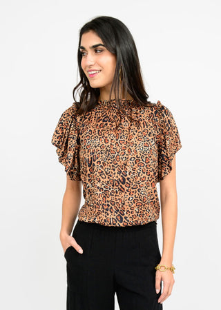 Leopard Flounce Top