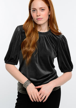 Velvet Rouched Neck Top by Ivy Jane