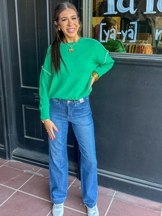 Judy Blue HW Contrast Thread Straight-Plus