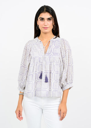 Maze Block Print Top