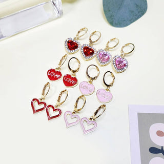 Valentines Day 3 Pair Huggie Earrings Set