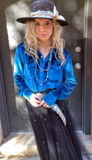 Miss Kitty's Velvet Shirt - Ya Ya Gurlz