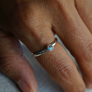 Moonstone Minimalist Silver Ring - Ya Ya Gurlz
