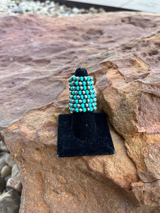 Navajo Pearl & Turq Stretch Rings - Ya Ya Gurlz
